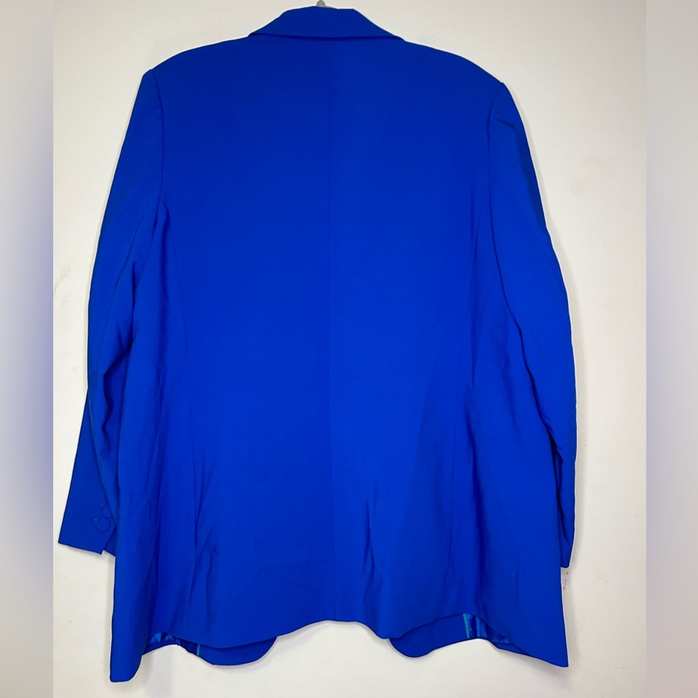 Calvin Klein Capri Blue Open Front Flap Pocket Suit Blazer size 18W - Picture 2 of 8